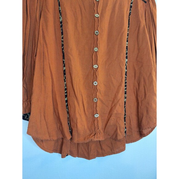 JOHN MARK Popover Top Women's Sz L Animal Trim Coastal Boho Lagenlook Mature - Picture 7 of 14